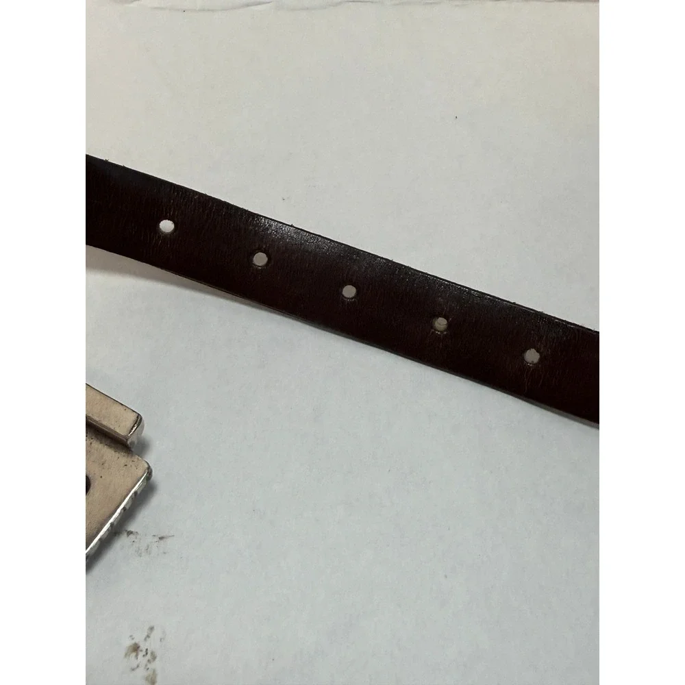 Brighton Vintage Y2K Brown Leather Belt Basketweave Buckle Size XL 36 B8508 West